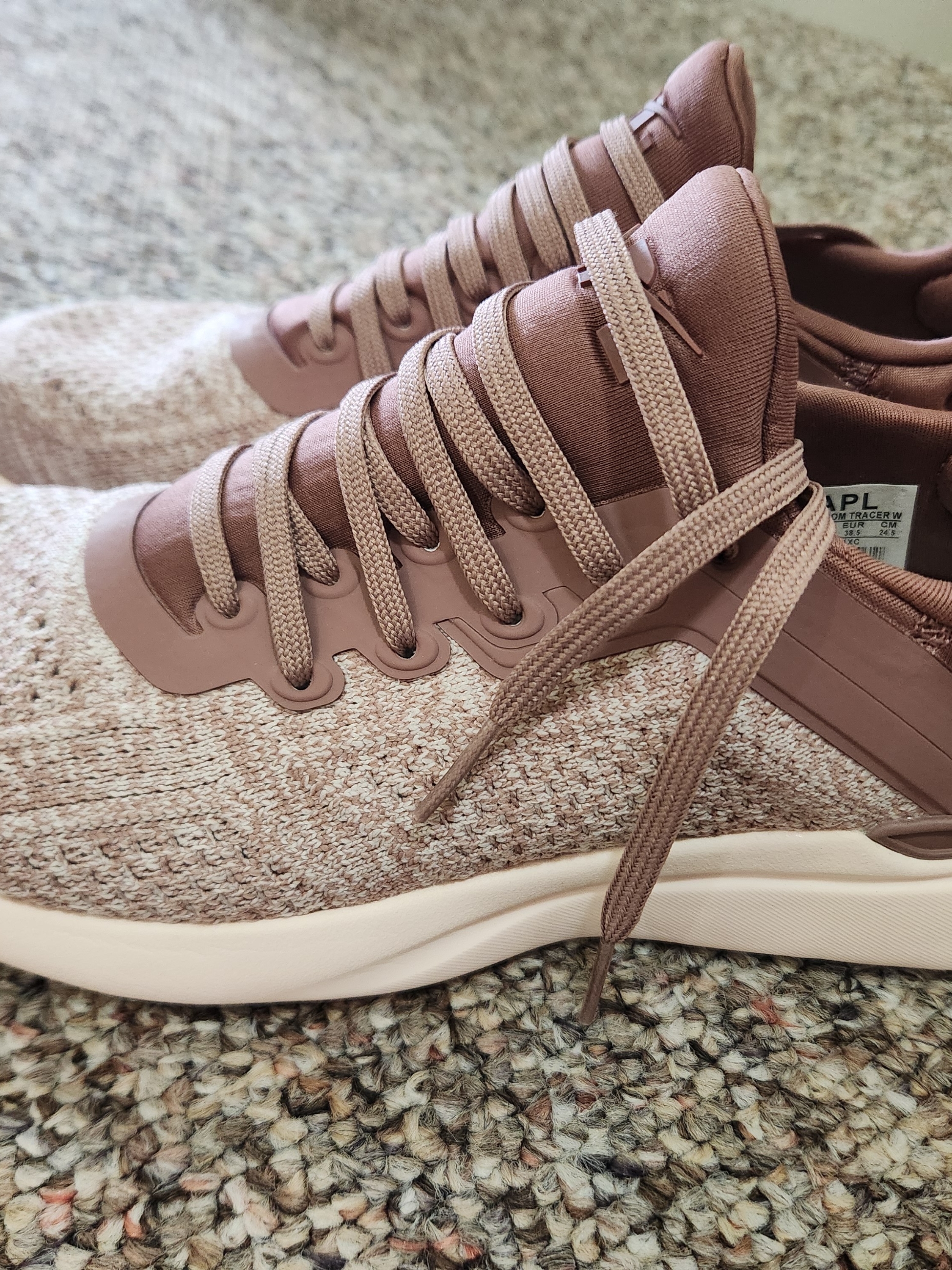 Apl Techloom Knit Sneaker In Dusty Rose And Cream